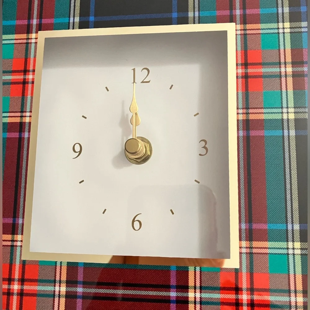 MacKenzie-Childs Tartan Carriage Clock in Red, Teal, Navy, and Black